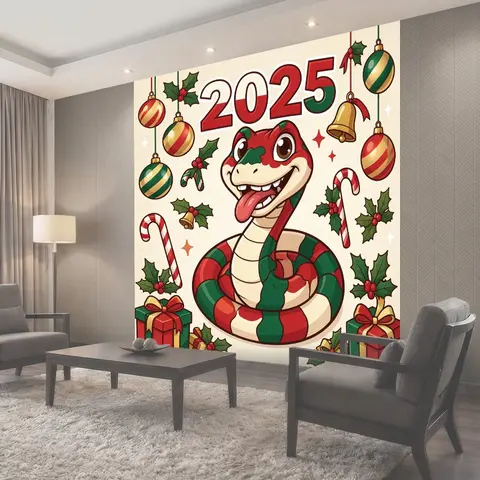 Фотообои Новогодняя змея 2025