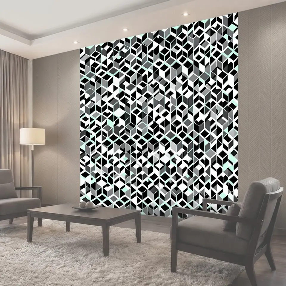 Фотообои Кубический 3D-паттерн с бирюзой