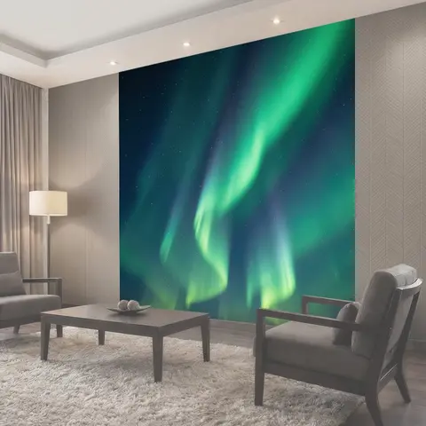 Фотообои Северное сияние в звездном небе