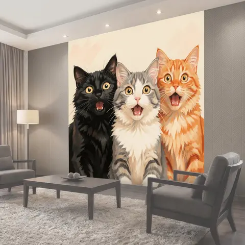 Фотообои Три удивлённых котёнка