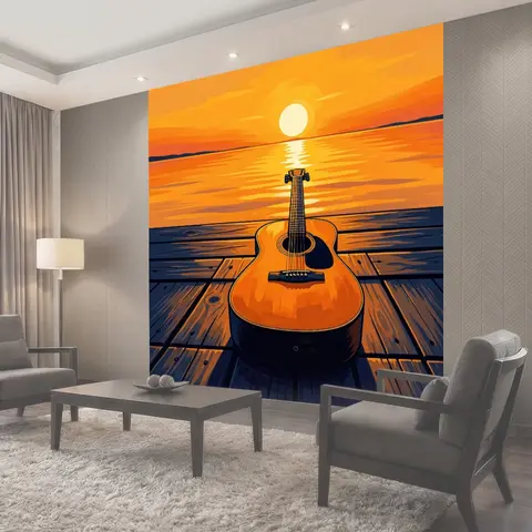 Фотообои Акустическая гитара у моря