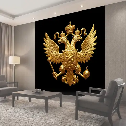 Фотообои Золотой двуглавый орёл с регалиями