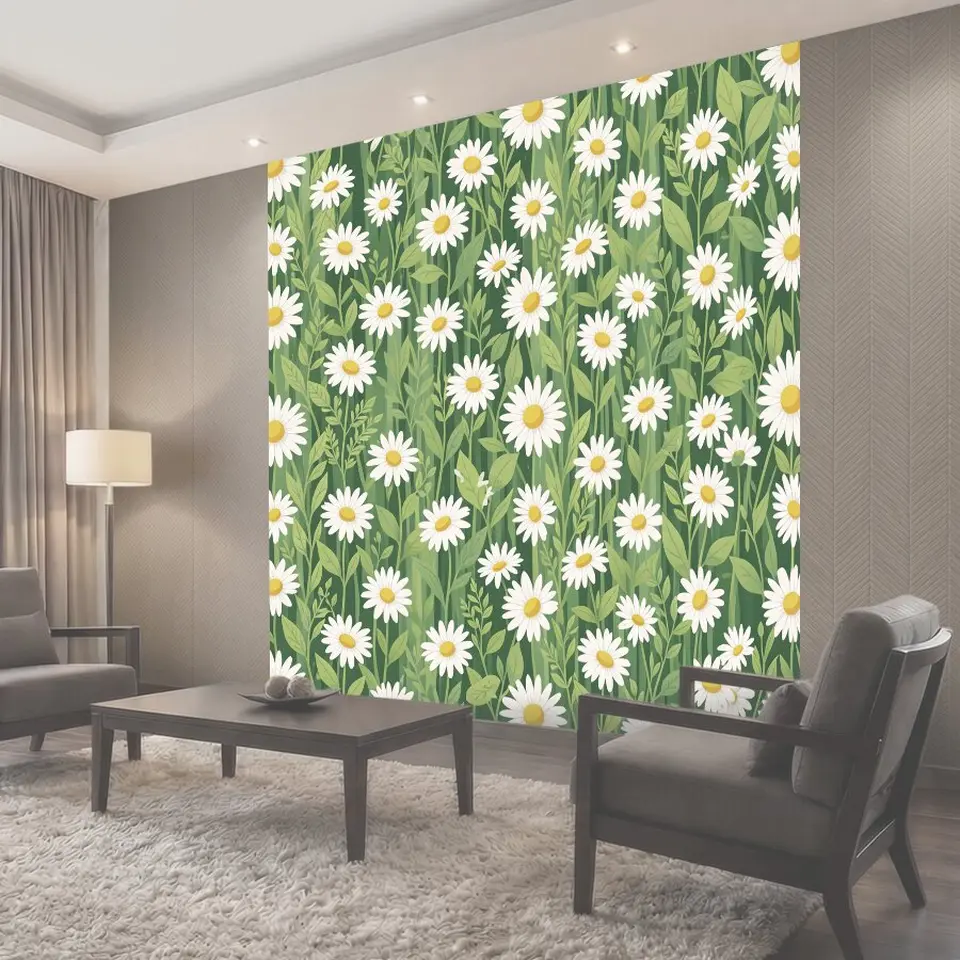 Фотообои Белые ромашки на зелени