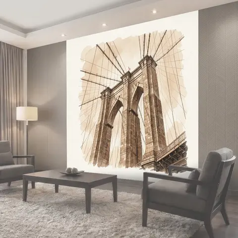Фотообои Бруклинский мост в акварели