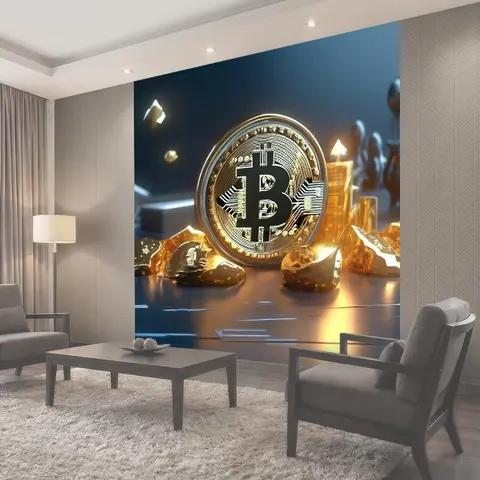 Фотообои Криптовалюта, монета биткоин, финансы Биткоин, монета Криптовалюта