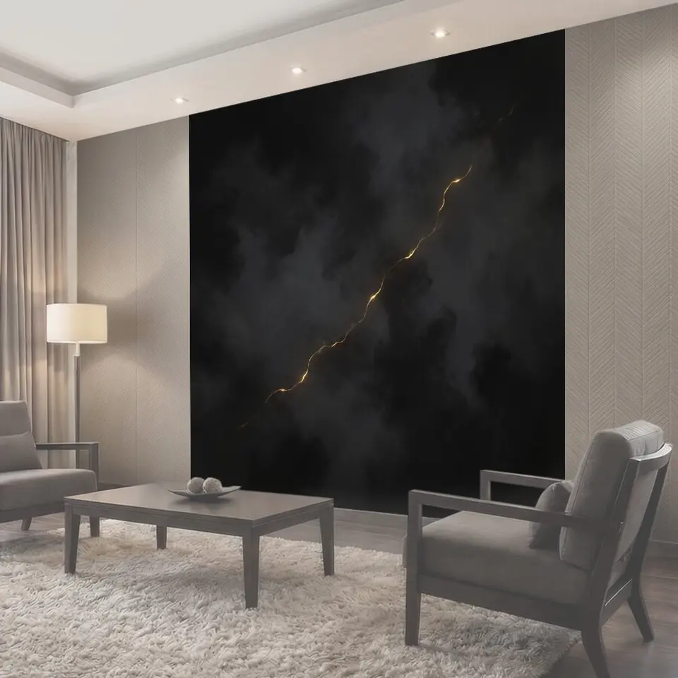 Фотообои Золотая трещина в тёмном дыму
