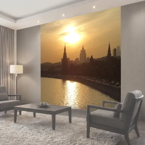 Фотообои Москва, заход солнца, кремль