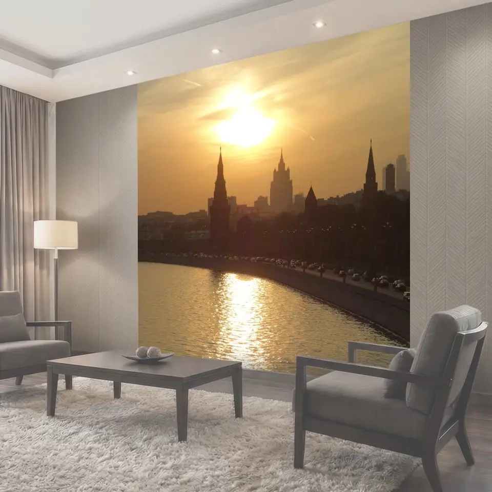 Фотообои Москва, заход солнца, кремль