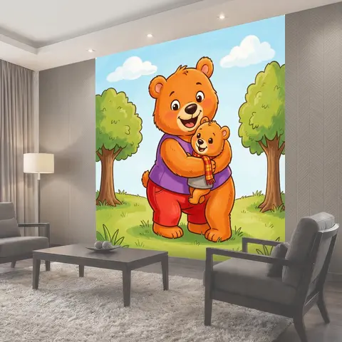 Фотообои Объятия медведицы и медвежонка