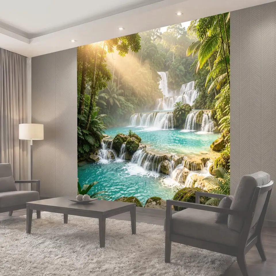 Фотообои Тропические водопады и лагуна
