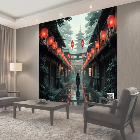 Фотообои Японская улочка с фонарями