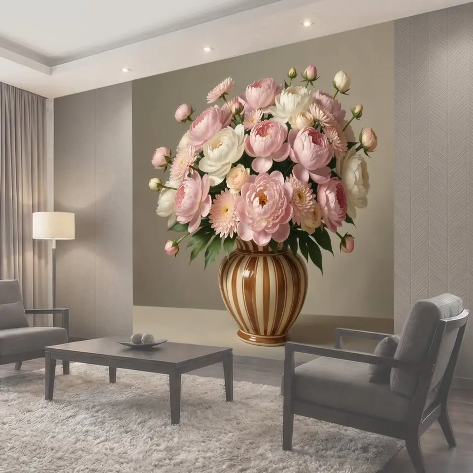 Фотообои Нежный букет в керамической вазе