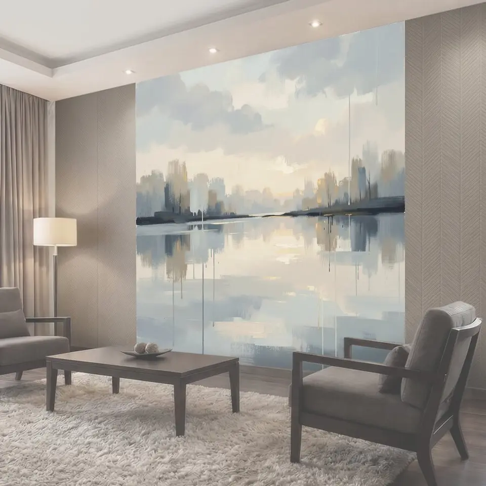Фотообои Абстрактный городской пейзаж у воды