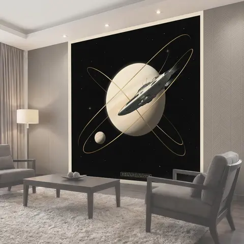 Фотообои Космический корабль у планеты