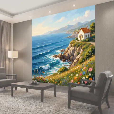 Фотообои Дом на морском утесе