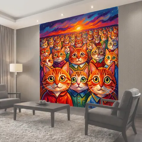 Фотообои Стая ярких котов на закате