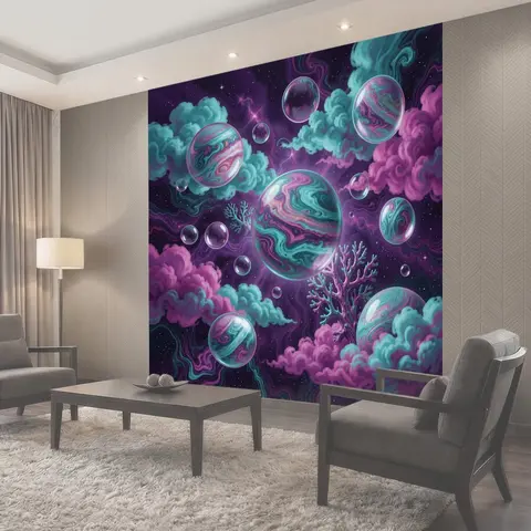 Фотообои Космические сферы среди туманностей