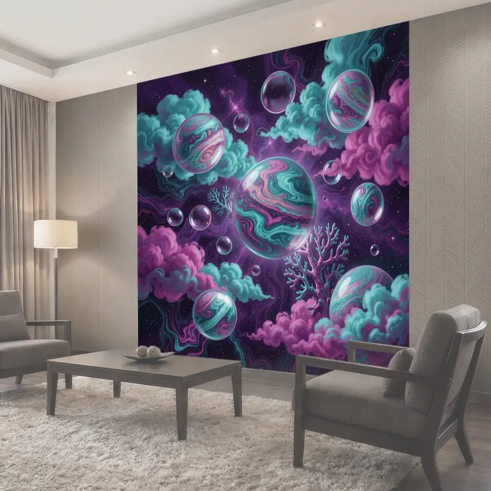 Фотообои Космические сферы среди туманностей