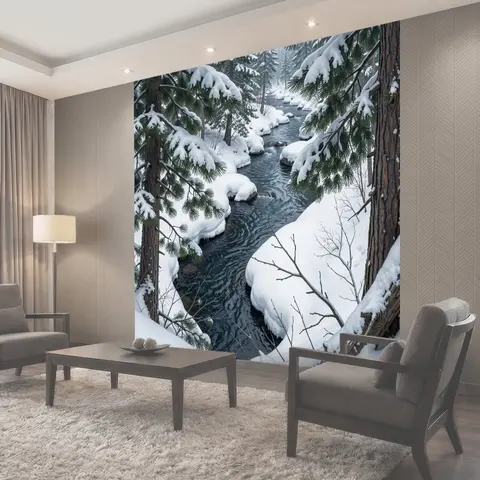 Фотообои Снежный горный поток