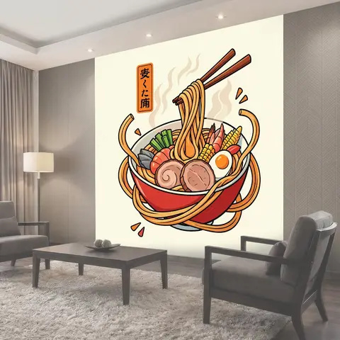 Фотообои Японский рамен с палочками