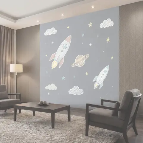 Фотообои Детские ракеты и планета