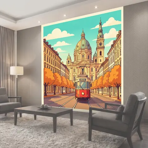 Фотообои Трамвай в центре Вены