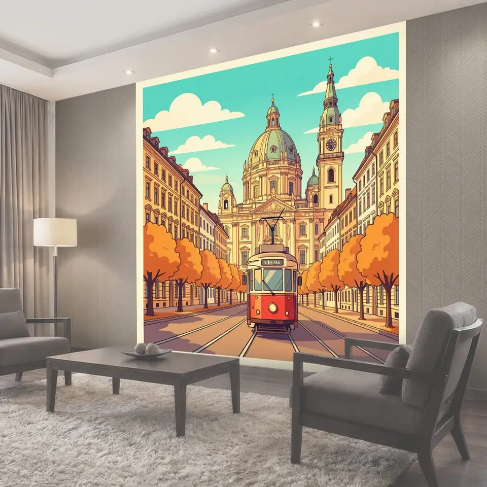 Фотообои Трамвай в центре Вены