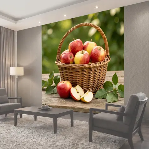 Фотообои Корзина с красными яблоками