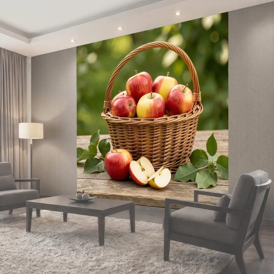 Фотообои Корзина с красными яблоками