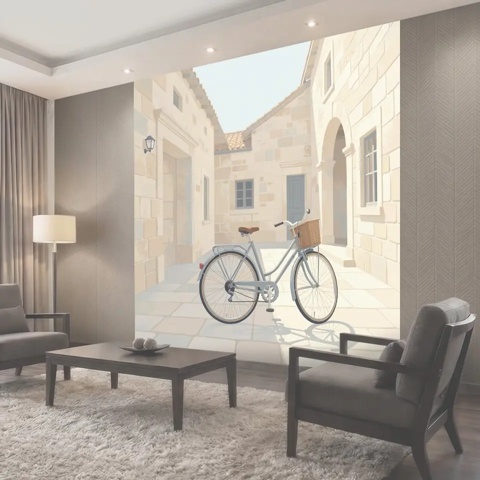 Фотообои Велосипед в старинном каменном переулке