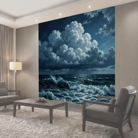 Фотообои Штормовое море и грозовые облака