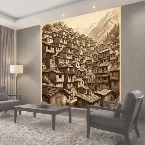 Фотообои Старинное селение в горах