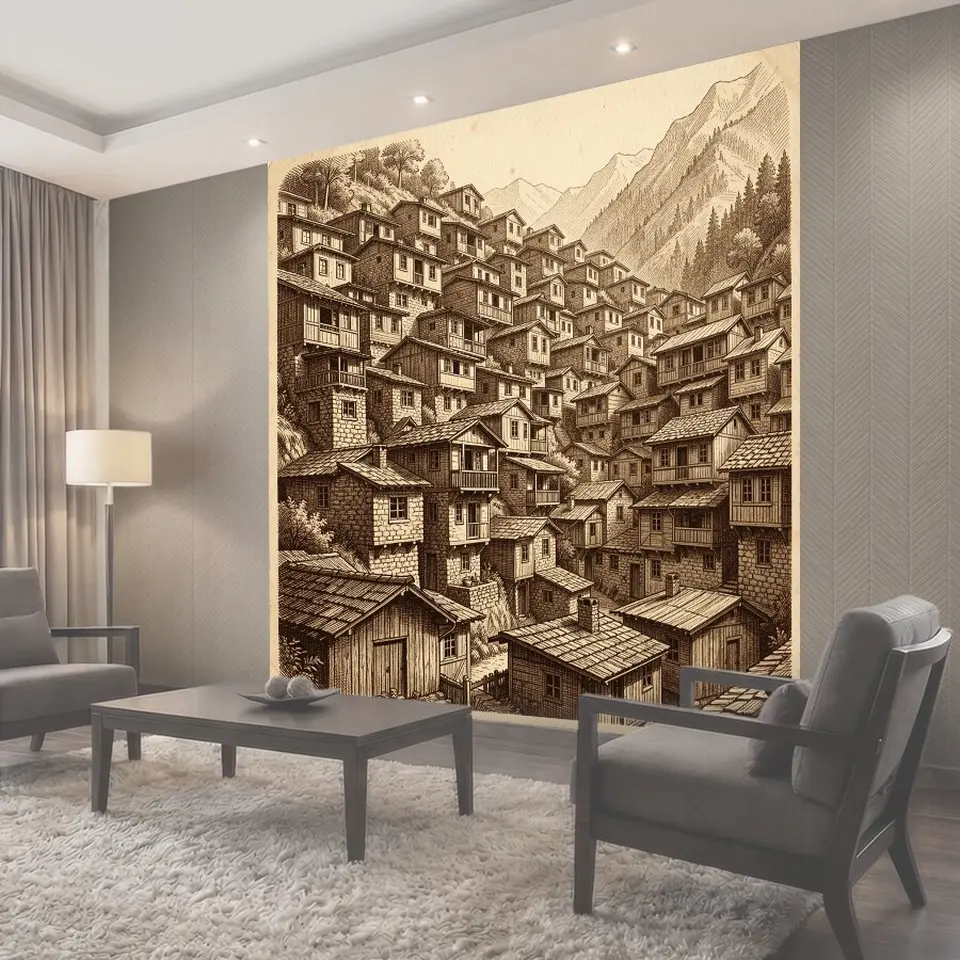 Фотообои Старинное селение в горах