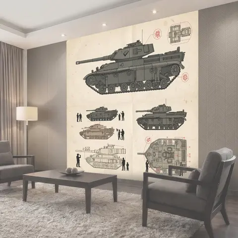 Фотообои Техническая схема танка Второй мировой
