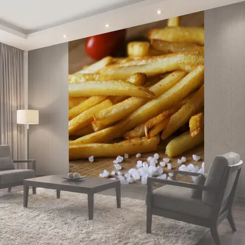 Фотообои Картофель фри, поваренная соль, еда