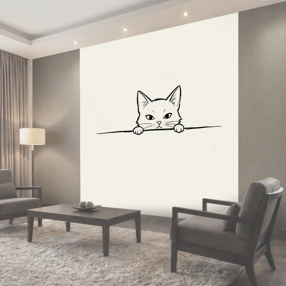 Фотообои Морда кота из-за линии