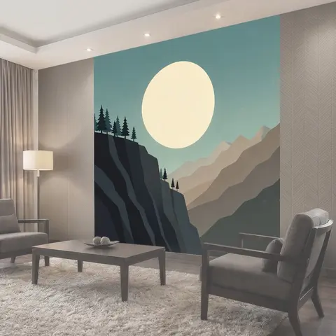 Фотообои Лунный горный пейзаж