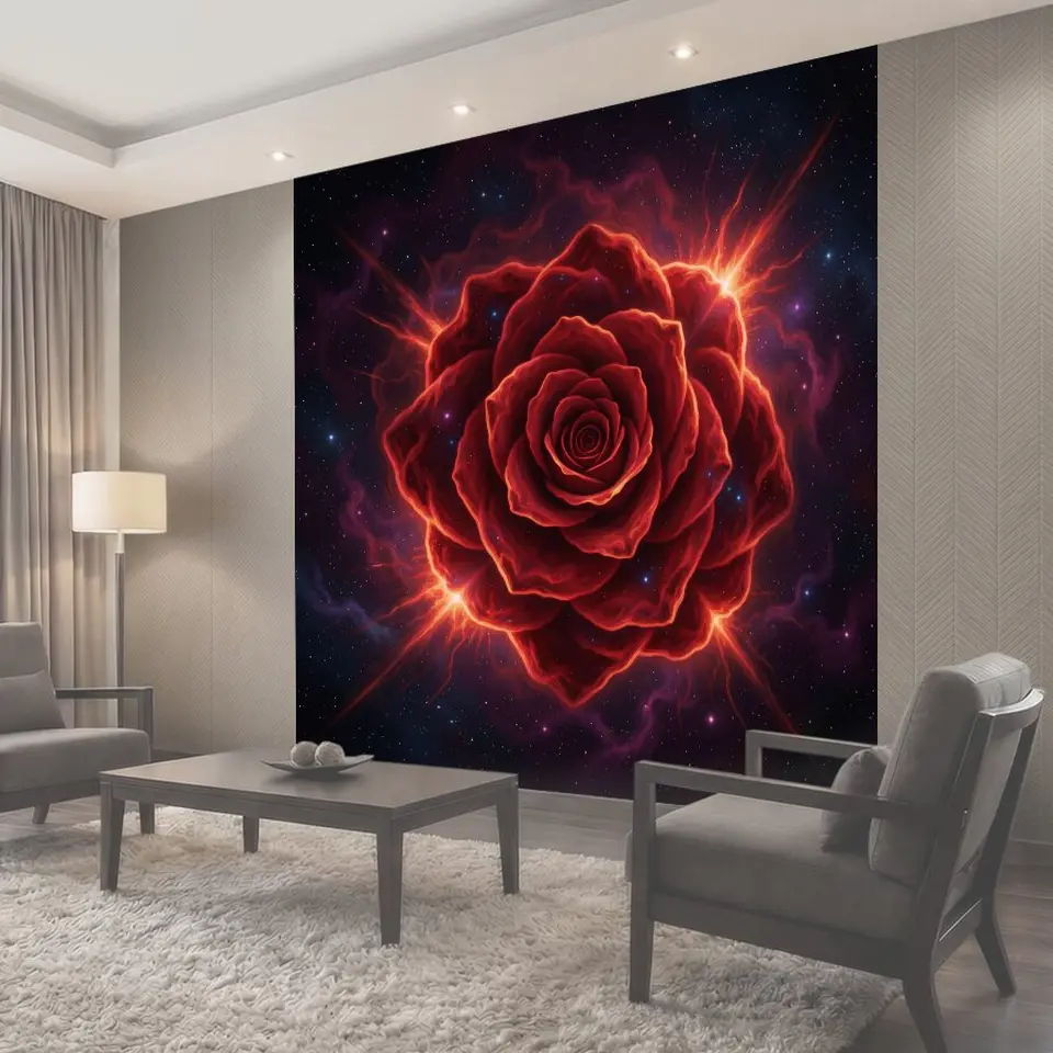 Фотообои Космическая роза в сиянии