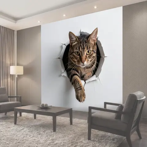 Фотообои Кот, проламывающий стену