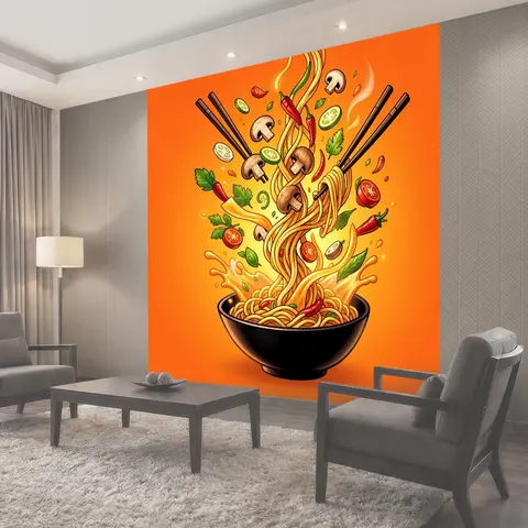 Фотообои Лапша с овощами и грибами