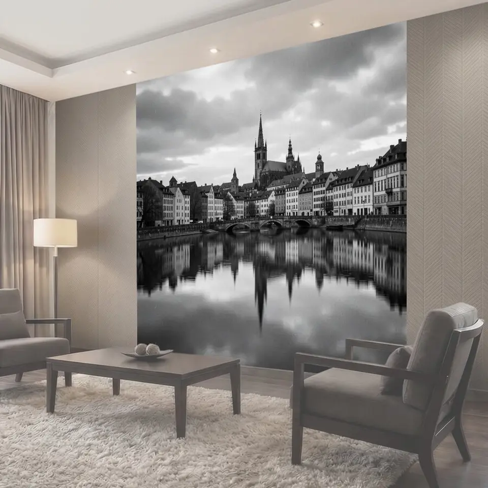 Фотообои Старинный европейский город у реки