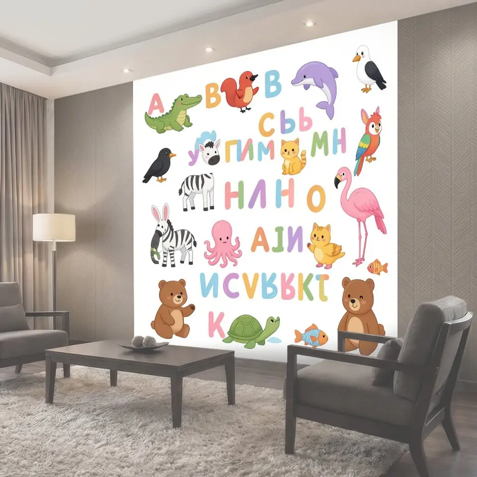 Фотообои Алфавит с милыми животными