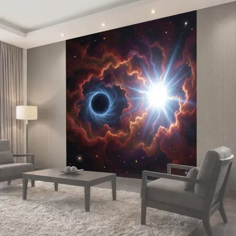 Фотообои Космическая туманность и черная дыра