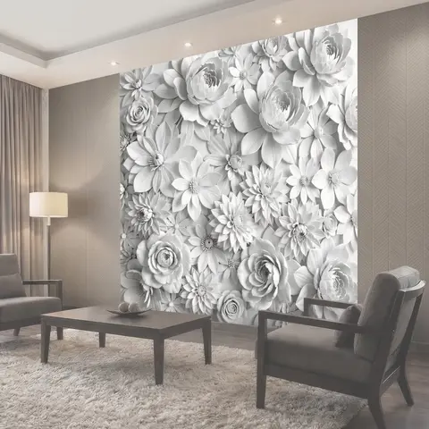 Фотообои Рельефные белые цветы