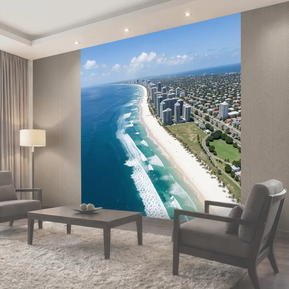 Фотообои Побережье с небоскребами и пляжем