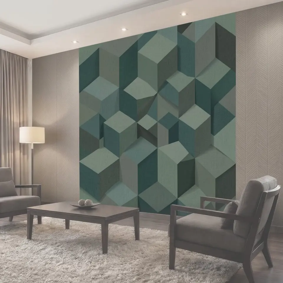 Фотообои Кубический 3D паттерн в бирюзе