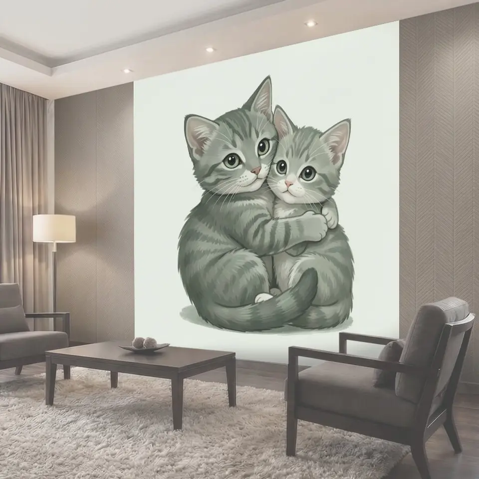 Фотообои Серые котята в объятиях