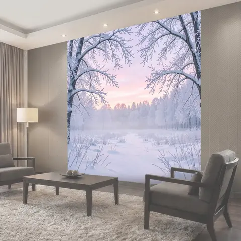 Фотообои Зимний лес на рассвете