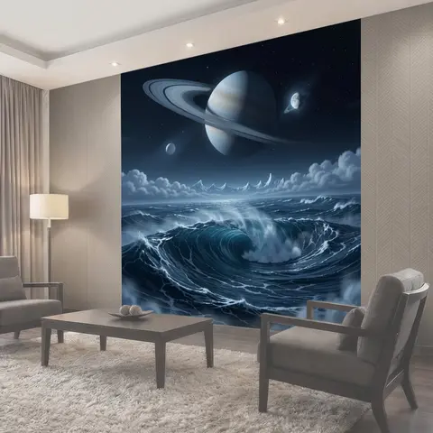 Фотообои Космический океан с планетами