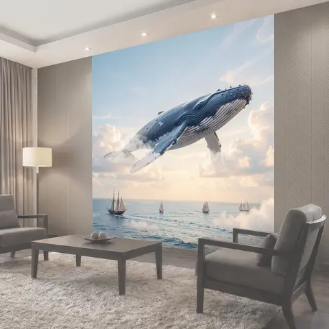 Фотообои Кит над морским горизонтом